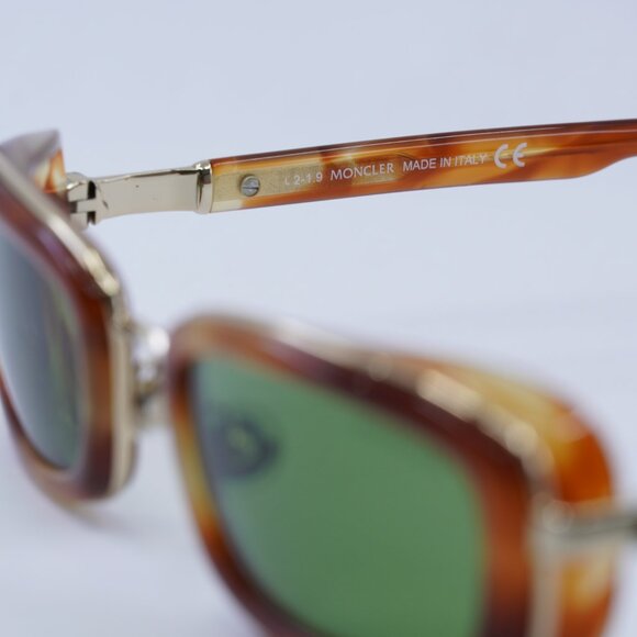 🕶️ New Moncler ML0127 53N Sunglasses - Blonde Havana Frame, Green Lenses - Picture 7 of 9